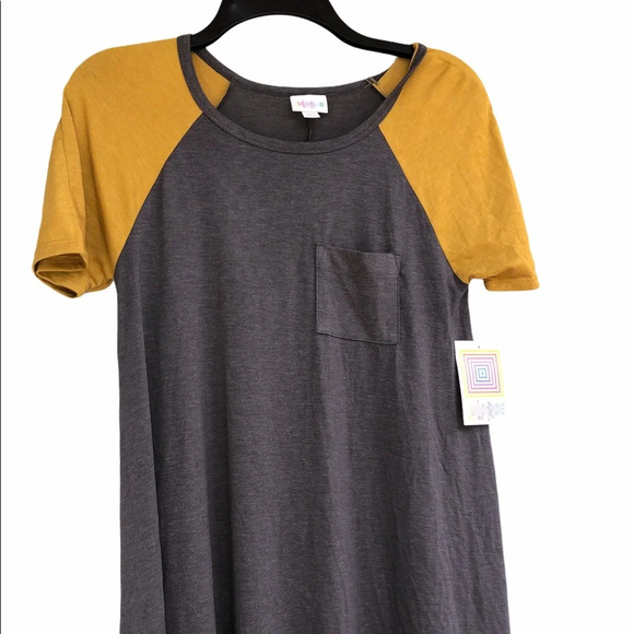 LULAROE Size xxsmall Carly grey & mustard dress - Picture 2 of 10